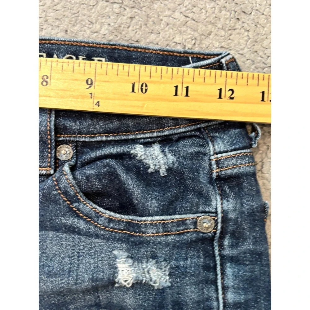 American Eagle Hi-Rise Shortie Distressed Denim Jean Shorts Dark Wash Size 0